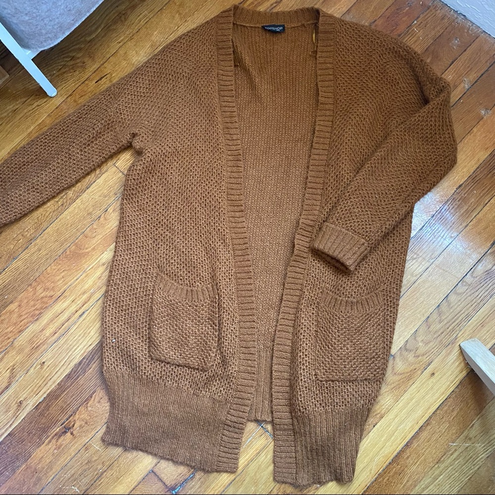 Topshop Burnt Orange Tunic Cardigan